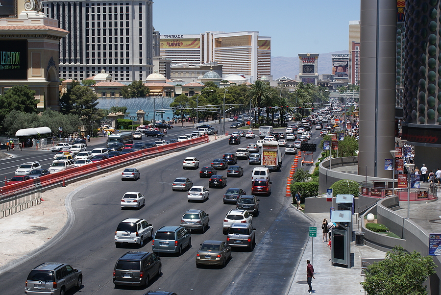 cars driving on las vegas strip
