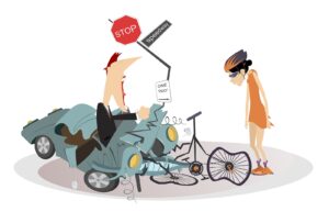 car bicycle accident cartoon in las vegas