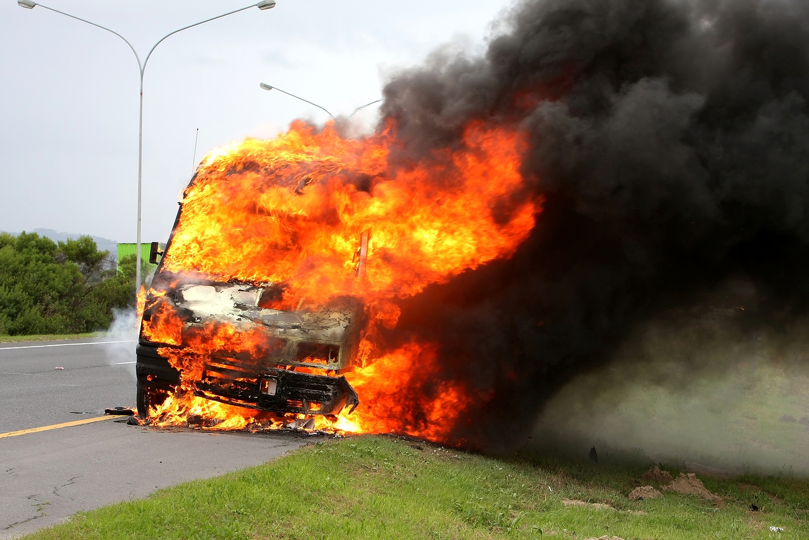 burning car crash las vegas
