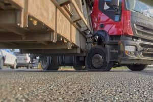 an exploding truck wheel caused an accident on the road