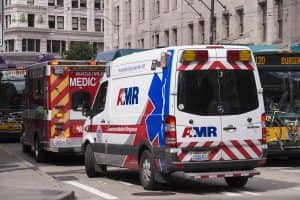 American Medical Response vehicle transporting a child in critical condition after an accident in Las Vegas Nevada.