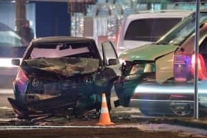 Car heavily damaged in semi-truck accident in Las Vegas