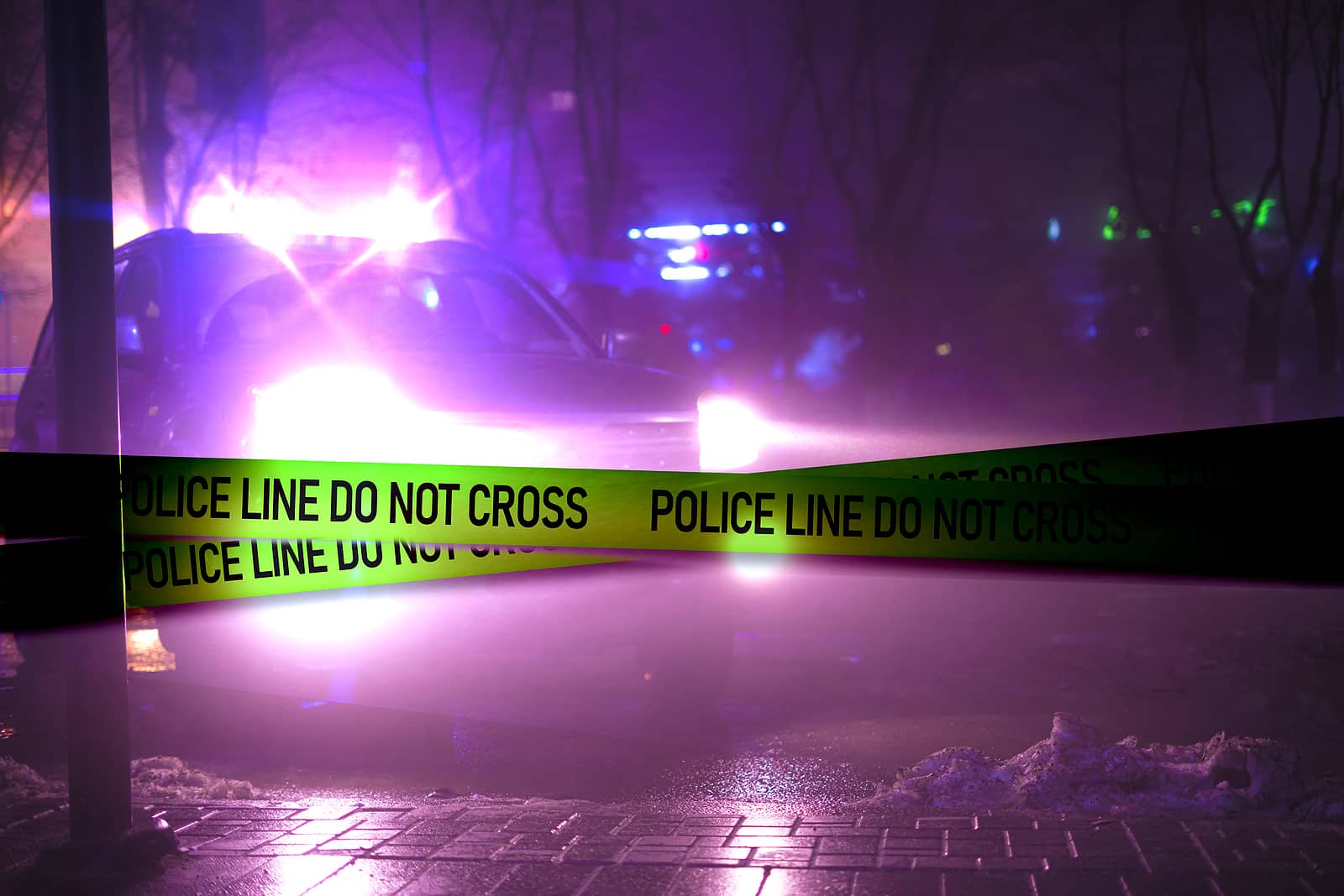 police line blocking traffic after single-vehicle crash in North Las Vegas