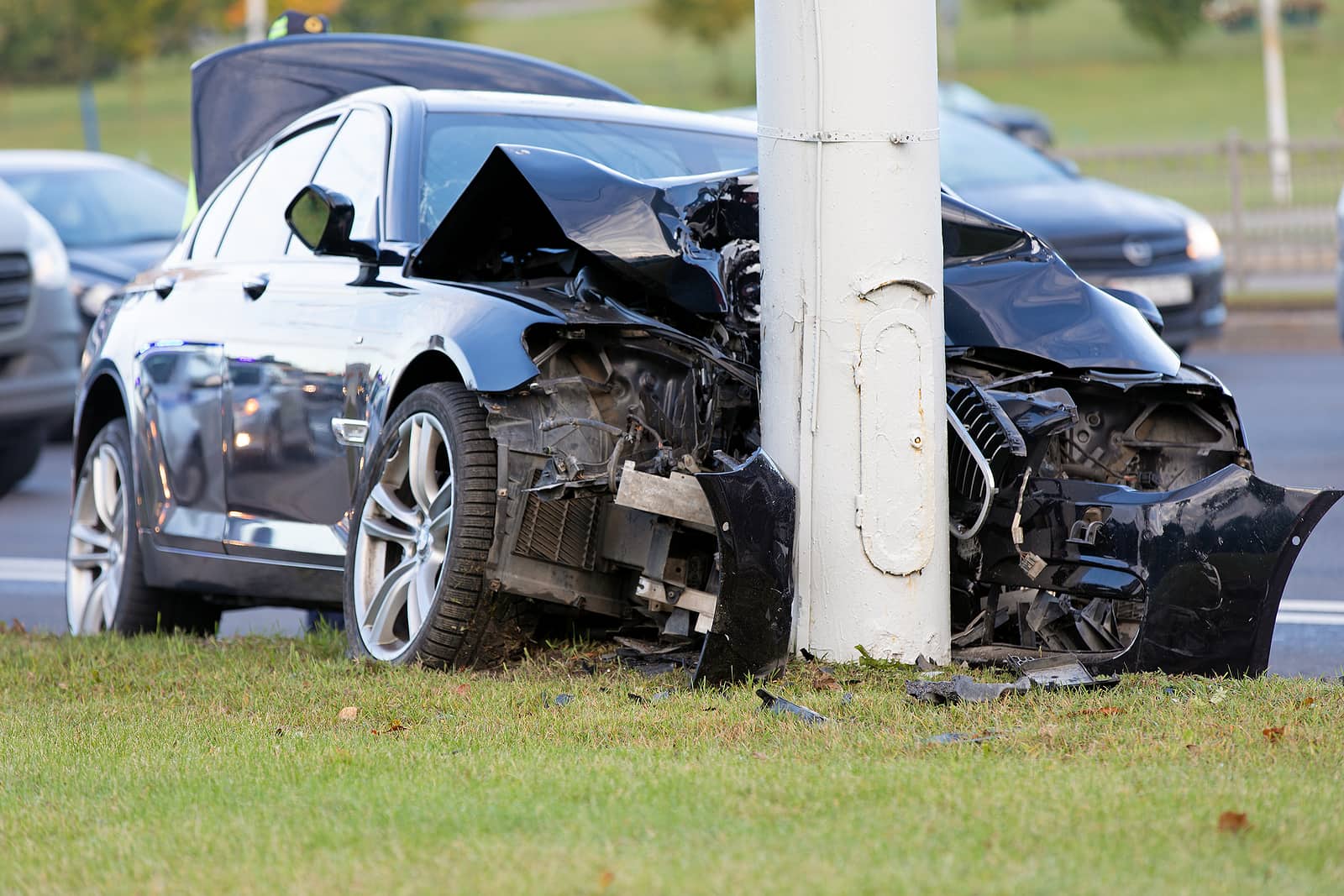 car crashed into a traffic pole in North Las Vegas