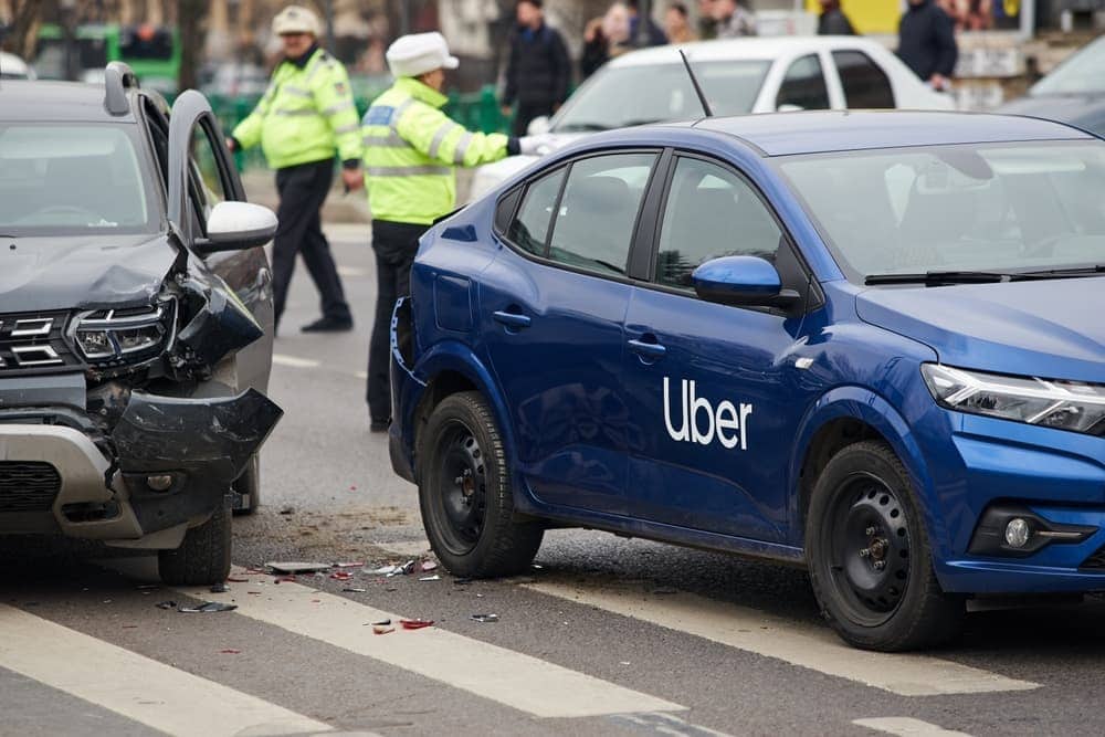 Car damaged after having accident with Uber in Las Vegas